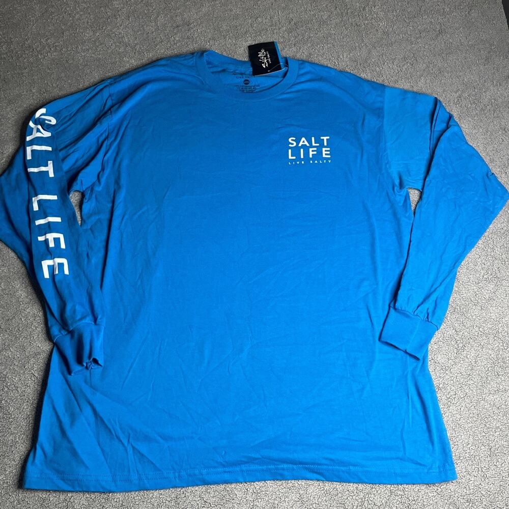 Salt Life Live Salty Blue Men's Shirt Size Large Long Sleeve NWT B231